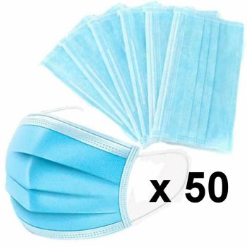   Szájmaszk, orvosi szájmaszk, 3 rétegű, kék színű, 50 db-os csomag