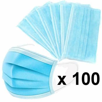   Szájmaszk, orvosi szájmaszk, 3 rétegű, kék színű, 100 db-os csomag