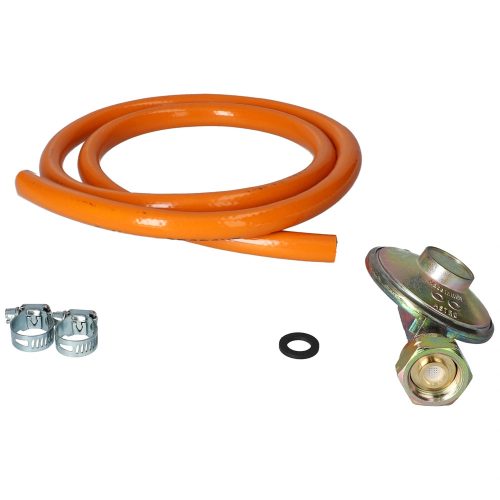 Nyomáscsökkentő / reduktor tűzhely PB palackra állításához, 100 cm tömlővel+bilincs