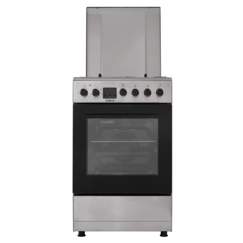 Samus SM563AENS Kombinált Tűzhely Inox 50 cm, 4 gázégős, Digitális kijelzős, Piezo