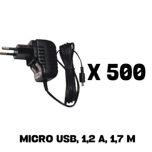 Micro USB töltő, 500 db-os csomag, 5 V, 1,2 A , 1,7 m kábel, TENWEI TAV010501200HU